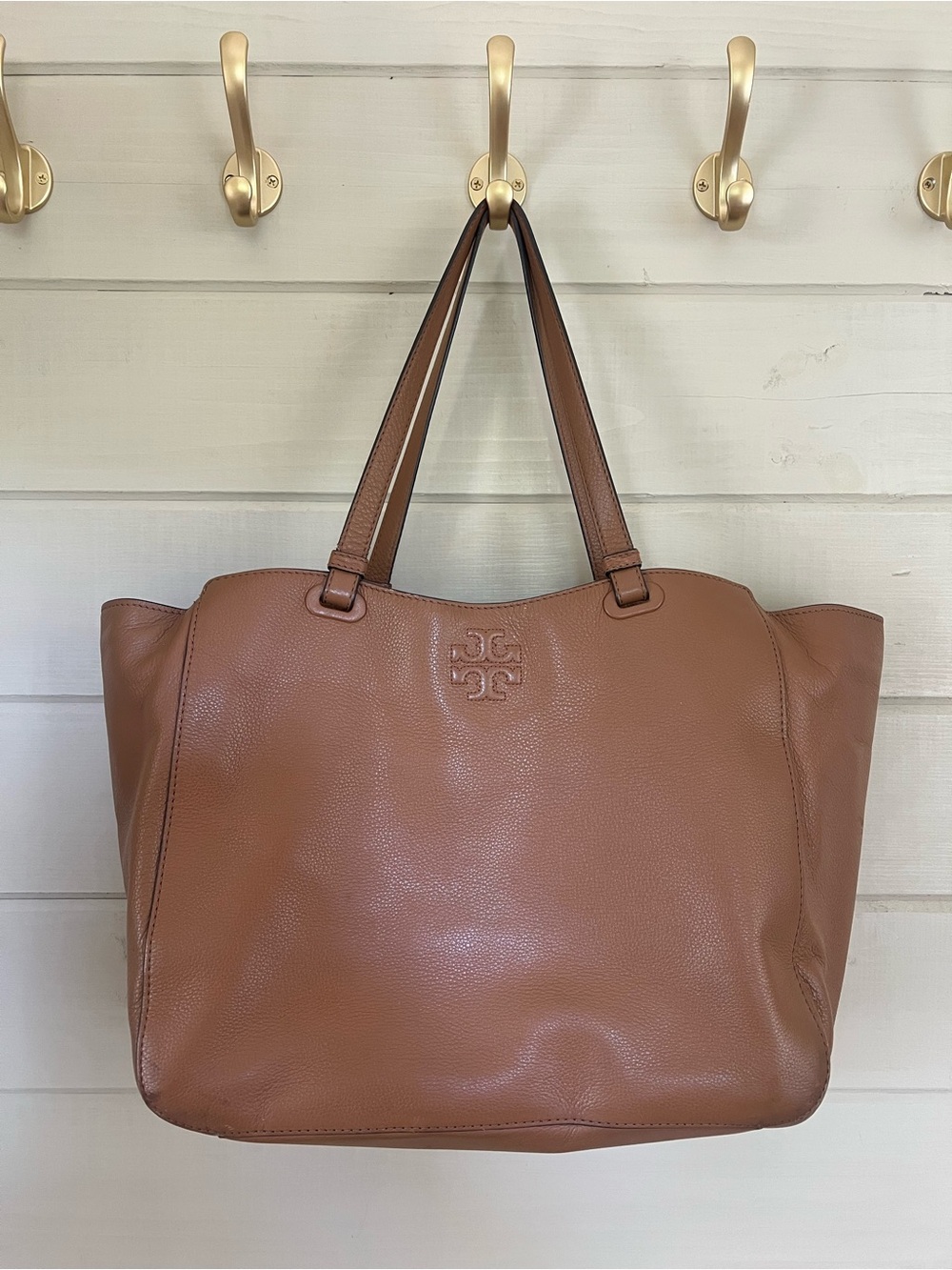 Tory Burch Brown Leather Diaper Bag with Changing Pad
